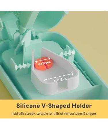 Optimal Safety Pill Splitter & Travel Pill Cutter with Smart Blade Shield - Portable Silicone V-Shaped Holder & Storage Compartments (Blue - Buy Online on GoSupps.com