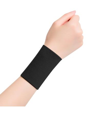 Wrist Compression Sleeve Soft Wrist Sleeve Support Wrist Bands for Tendonitis Arthritis Sprains Pain Relief Elastic Carpal Tunnel Wrist Protector for Fitness Sport Work (Black)