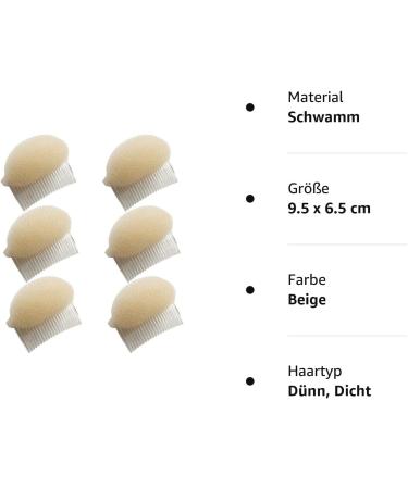 Haifly 6 Pieces Sponge Hair Former Comb - Updo Styling Accessories in Beige for Perfect Hair Raise - Buy Online on GoSupps.com