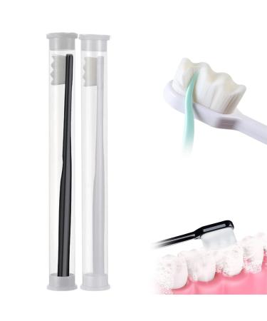 Brevi Nordic-Inspired Premium nano Toothbrush Adult Extra Soft Toothbrush with 20000 Soft Bristles Brevi Nano Toothbrush for Protect Sensitive Gums and Teeth (Black+White-Wave)