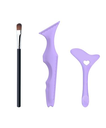 1 x Eyeliner Stencil & 1 x Eyebrow Stencil, 1 x Eyeliner Brush, Eyeshadow Guide Tool, Silicone Wing Tool, Cream Applicator (Purple)