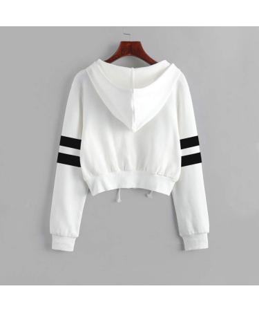 AMIMOJY Women's White Crop Sweatshirt with Zip Up and Pockets - Large - Buy Online on GoSupps.com