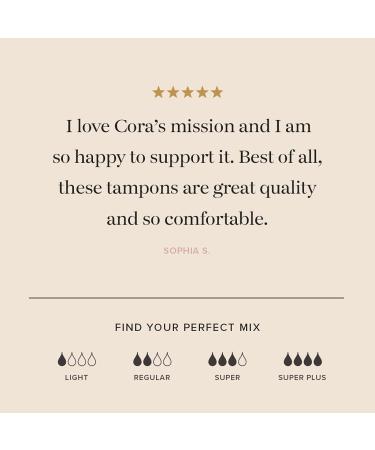 Cora 100% Organic Cotton Non-Applicator Tampons - Regular/Super Absorbency - 72 Count (Pack of 2) - Buy Online on GoSupps.com