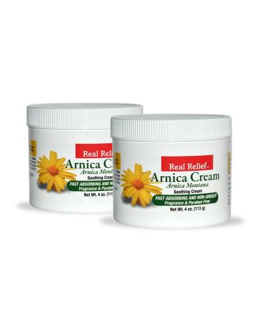 Real Relief Arnica Cream 4 oz Soothing Cream (Pack of 2) 2 X 4 Ounce (Pack of 2)