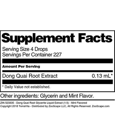 Dong Quai Root Glycerite Liquid Extract (1:5) - Mint Flavored (1 oz ZIN: 523335) - 3 Pack - Buy Online on GoSupps.com