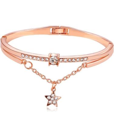 Shop Healeeved 2-Piece Gemstone & Crystal Cuff Bracelet Set - Open Star Bangle for Women in Rose Gold - Buy Online on GoSupps.com