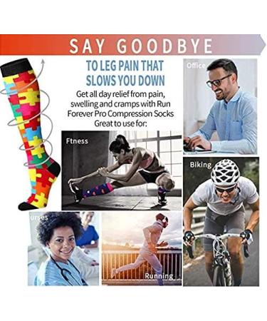Compression Socks for Women & Men - Best Circulation Support for Running Nursing Travel | Large-X-Large - Black/Rainbow/Navy - Buy Online on GoSupps.com