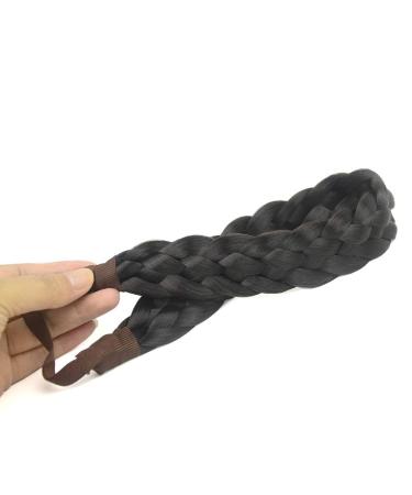 Bobiya 5 Strand Synthetic Hair Braided Headband - Classic Chunky Wide Braids for Women & Girls in Dark Brown | Elastic Stretch Hair Part - Buy Online on GoSupps.com