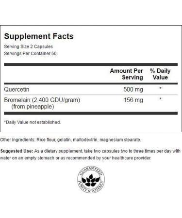 Swanson Quercetin & Bromelain Capsules - Respiratory and Immune Health Support - 100 Caps (250mg Quercetin/78mg Bromelain) - Buy Online on GoSupps.com
