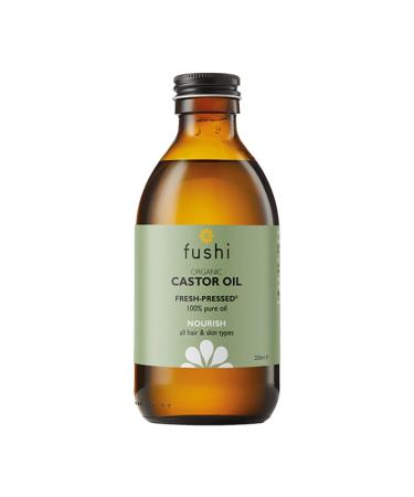 Fushi Organic Castor Oil 250ml 100% Pure Cold & Fresh-Pressed For Dry Skin & Hair Growth Eyelashes & Eyebrows Hexane Free Natural Food-grade Sustainably Sourced 250 ml (Pack of 1)