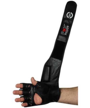 Freefight MMA Gloves | Professional Real Leather Boxing & Muay Thai Training Gloves | High Quality Kickboxing & Sandbag Gear - Fox-Fight Black - Buy Online on GoSupps.com