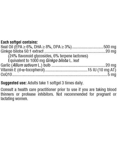 Bill Beauty Seal Oil Complex Omega-3 ( with Ginkgo Biloba Vitamin E CoQ10 Garlic) 300 softgels - Buy Online on GoSupps.com