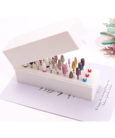 lmoikesz 30 Holes Nail Art Drill Storage Box Bit Holder Cover Tool Plastic Dustproof Case Manicure Accessories Organizer White - Buy Online on GoSupps.com