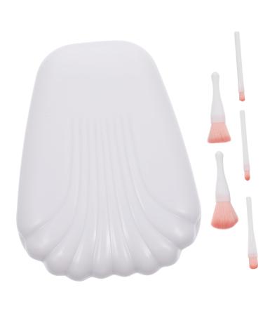 Mipcase 10 Pcs Mini Tote Bag Insert Highlighter Brush Lashes with Glitter Contouring Brush Strawberry Bag Lip Contour Brush Blush Brush Eyebrow Brush Travel Make up Nylon White Storage Box