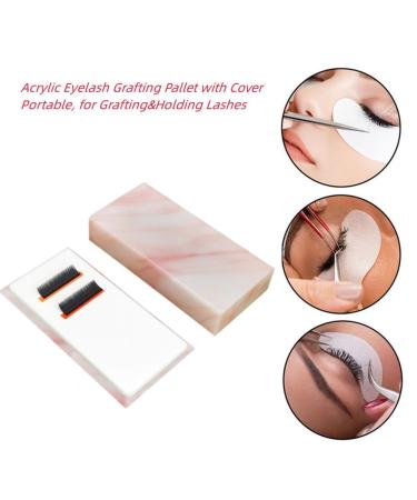 Eyelash Grafting Pallet with Cover - Dust-proof Acrylic Lash Tile Holder for Beauty Artists & Beginners in Marble Pink | Eyelash Extensions Storage Gasket Pads - Buy Online on GoSupps.com
