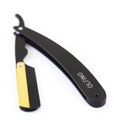 Professional Matt Black Razor with 24K Gold Accents & Bio-Wood Handle - Mustache & Beard Grooming Set - Includes 1 Black Razor + 1 Wooden Handle Razor - International Shipping Available - Buy Online on GoSupps.com