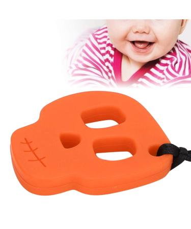 Heat Resistant Chew Teething Necklace | Durable Orange Skull Teether | Stress Relief Toy for Babies - Buy Online on GoSupps.com