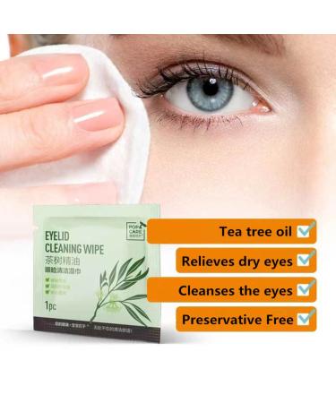 Natural Tea Tree Eyelid Cleansing Wipes - 100% Preservative Free Eye Scrubs for Allergens & Hygiene (100pcs) - International Shipping Available - Buy Online on GoSupps.com