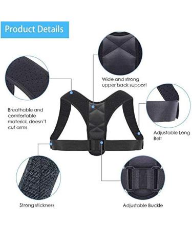 Straightener Back Corrector Posture Corrector upper Shoulder Back Support Brace Belts slouch Corrector For Women Man Pain Relief Maintaining Right Black Black XL - Buy Online on GoSupps.com