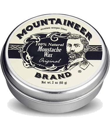 Mountaineer Brand Mustache Wax for Men | 100% Natural Beeswax / Plant Based Oils | Grooming Beard Moustache Wax Tin | Lasting Hold | Smooth, Condition, Styling Balm | Original Blend Scent 2oz Cedar Fir