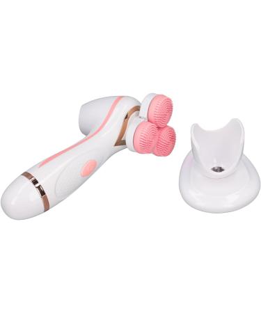3 Head Electric Facial Cleansing Brush - Rechargeable Silicone Exfoliating Scrubber in Pink | Portable Face Massager for Glowing Skin - International Shipping Available - Buy Online on GoSupps.com