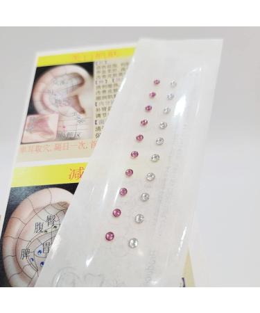 Pink and White Crystal Gem Stone Magnetic 24k Gold Bead Clear Tape Auricular Sticker Ear Seeds Ear Acupuncture - Buy Online on GoSupps.com