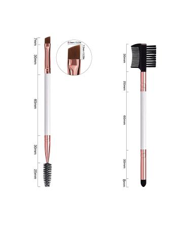 Professional Duo Eyebrow Brush Set with Angled Eye Brow Brush and Spoolie Comb - White - Buy Online on GoSupps.com