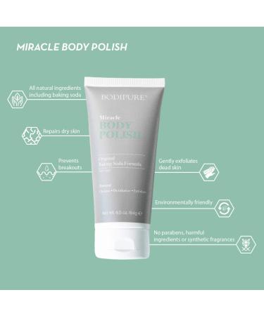 BodiPure Miracle Body Polish - Exfoliating Body Scrub & Body Wash for All Skin Types - Natural Smooth Skin pH Balance & Clear Pores - 6.5oz - Buy Online on GoSupps.com