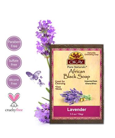 OKAY African Black Soap Lavender - 5.5oz (156g) | Natural Skincare for All Skin Types - Shop Internationally - Buy Online on GoSupps.com