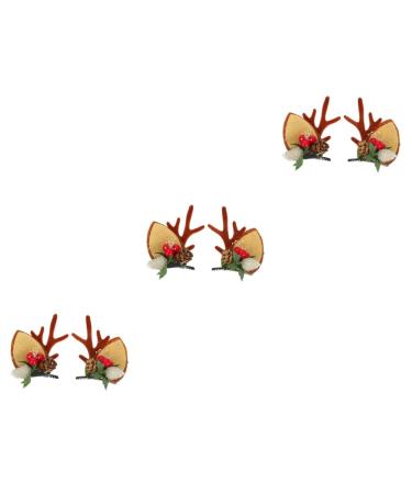 FRCOLOR 3 Pairs Christmas Hair Clips Kid Hair Clips Deer Antler Decor Kids Headband Animal Horns Hair Clip Deer Hair Barrettes Xmas Hair Accessories Antler Hair Decorations Xmas Hairpins