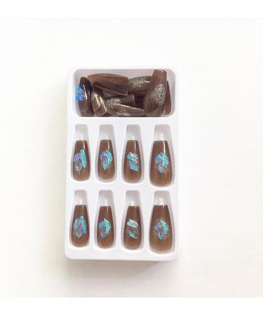 24Pcs/Set Press On Nails Coffee Long Fake Nail Detachable Patch False Nails Acrylic Fake Nails Full Cover Nails Tips Artificial Finger Manicure Press on nails for Women and Girls - Buy Online on GoSupps.com