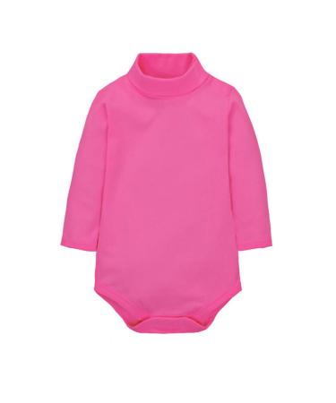 CuteOn Baby Boys Girls Solid Color Basic Turtleneck Cotton Bodysuit Jumpsuit Rose 12 Months 12 Months Rose