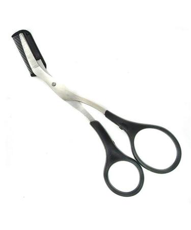 1PCS Stainless Steel Eyebrow Scissors With Comb And Black Non-slip Scissors Handle For Prune Eyelashes Bangs Hair Mustache Useful Beauty Tools From Barber Shop For Daily Life