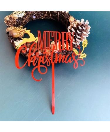 Acrylic Cake Topper Merry Christmas Red Rain Deer Cherry Leaves Party Deco - Buy Online on GoSupps.com