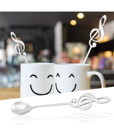 Guitar Coffee Spoons Musical Note Spoons Stainless Steel Dessert Spoon Musical Note Coffee Drinking Stirring Spoons (Silver) - Buy Online on GoSupps.com
