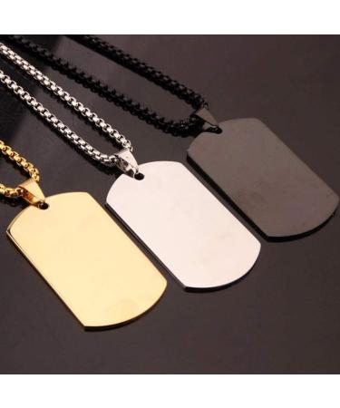 ARTIBETTER Titanium Steel Military Dog Tag Pendant Necklace - Gold | Mens Women Gift - Buy Online on GoSupps.com