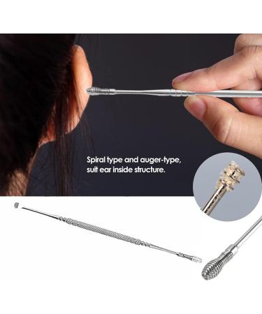 Spiral Ear Wax Pick Spoon Set with Storage Box and Cleaning Brush - Stainless Steel Ear Wax Removal Tool Kit for Adults (2PCS) - Silver - Buy Online on GoSupps.com