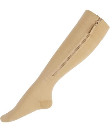 Ailaka Compression Stockings with Zipper for Men & Women - 20-30 mmHg Medical Class 2 Support Socks for Varicose Veins Edema & Recovery - Pregnant & Plus Size - Beige (1 Pair) - Buy Online on GoSupps.com