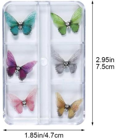 12pcs Butterfly Gauze Nails 3d Butterfly Nail Charms Glitter Clear Butterfly Nail Designs Colorful Butterfly Gauze for Nail Art Decoration & Diy Crafting - Buy Online on GoSupps.com