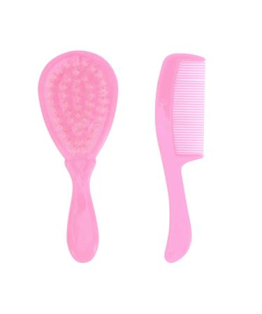 HEALLILY Kids Comb Baby Hair Brush and Comb Set for Newborn Scalp Grooming Product for Infant Toddler Kids (Pink)