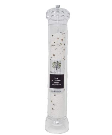 Terramezzo Truffle Salt Ceramic Grinder (600g) Premium Quality Sicilian Sea Salt & Black Summer Truffle Flakes Ideal for Seasoning All Kinds of Cooked and Raw Dishes Refillable Mill 30cm Tall