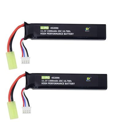 Fytoo 2PCS 3S 11.1V 1500mAh 452096 Lithium Battery with Odamiya Connector Suitable for Airsoft G36C, CAR15, MP5A5, M249, MC51, FNP90, G3A4 Upgrade Modification Toy Electric Guns, Air Guns, Rifles
