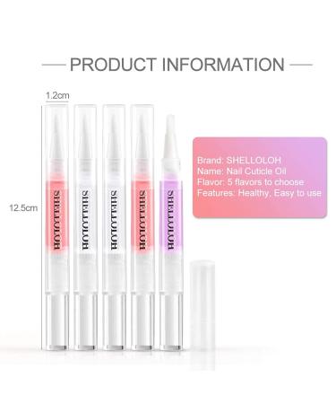 Shelloloh Cuticle Oil Set - Nourishing Dry Cuticles, 5 Flavor Revitalizer Pen with Soft Brush - 10pc Nail Care Kit - Buy Online on GoSupps.com