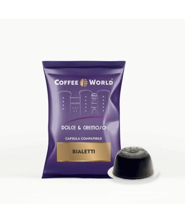 Coffee World COFFEE WORLD 75 capsules compatible with Bialetti * coffee machines smooth and creamy taste (1 pack of 75 individually wrapped capsules)