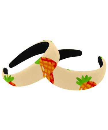 2 Pieces Headbands Women Hair Head Bands Pineapple Non Slip Thick Padded Hairband Hair Band Hoops Vintage Thick Hair Wrap Multi-colored 7