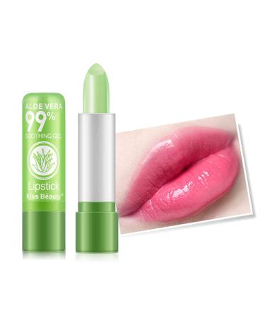 2Pcs Aloe Vera Lipstick | Color Changing Lip Gloss | Long Lasting & Waterproof | Moisturizing Lip Balm | Beauty Makeup - Buy Online on GoSupps.com