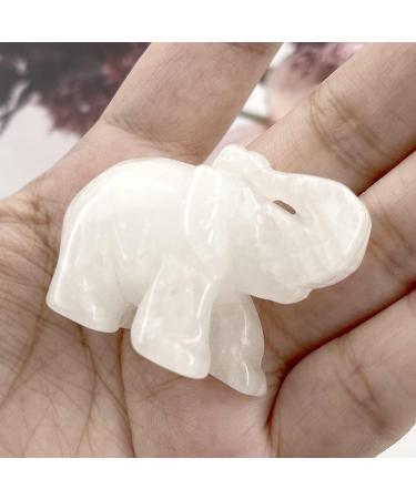 Ouubuuy Natural White Crystal Elephant Stone 1.5 inch - Reiki Healing Gemstone Ornament Gift - Buy Online on GoSupps.com