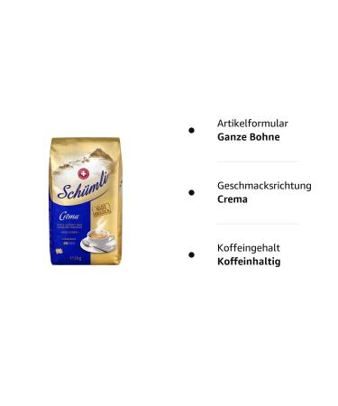 Sch mli Crema Whole Coffee Beans 1kg - Strength 2/5 - UTZ Certified | Premium Coffee for International Shipping - Buy Online on GoSupps.com