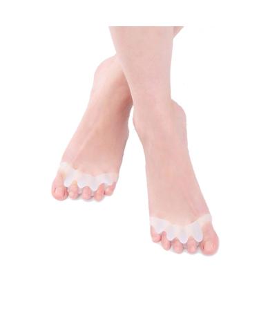 Yoga Gel Toe Separators Toe Stretcher Toe Straightener Spreader Silicone Toe Spacers Foot Pain Relief Gel Bunions Corrector Toe Separators for Hammer Toe Overlapping Toes Hallux Valgus 2 Pairs White