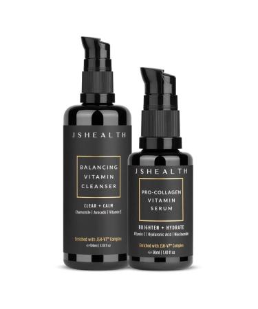 JSHealth Balance & Brighten Skincare Bundle - Gentle Facial Cleanser & Brightening Vitamin C Serum for Face